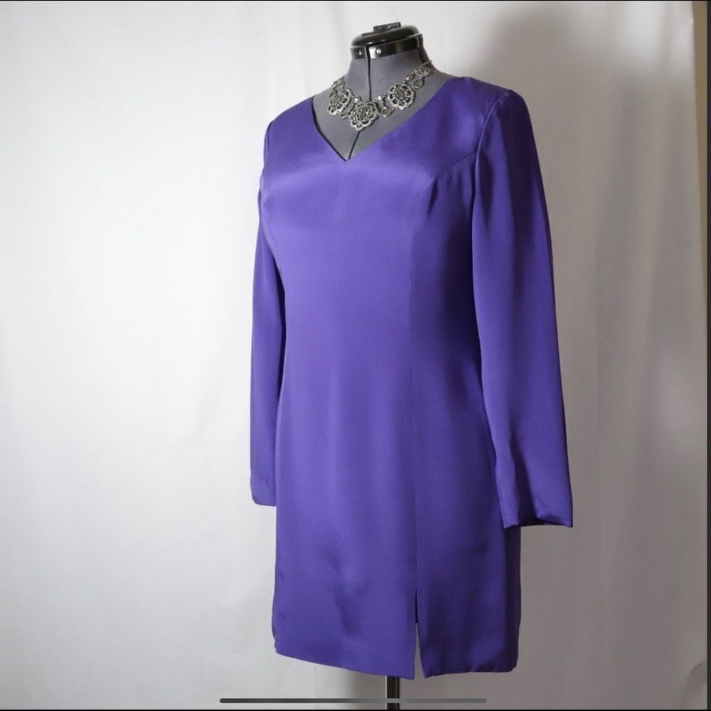 NWT Y2K 90’s Hugo Buscati 100% Classic Silk Long Sleeve Dress
